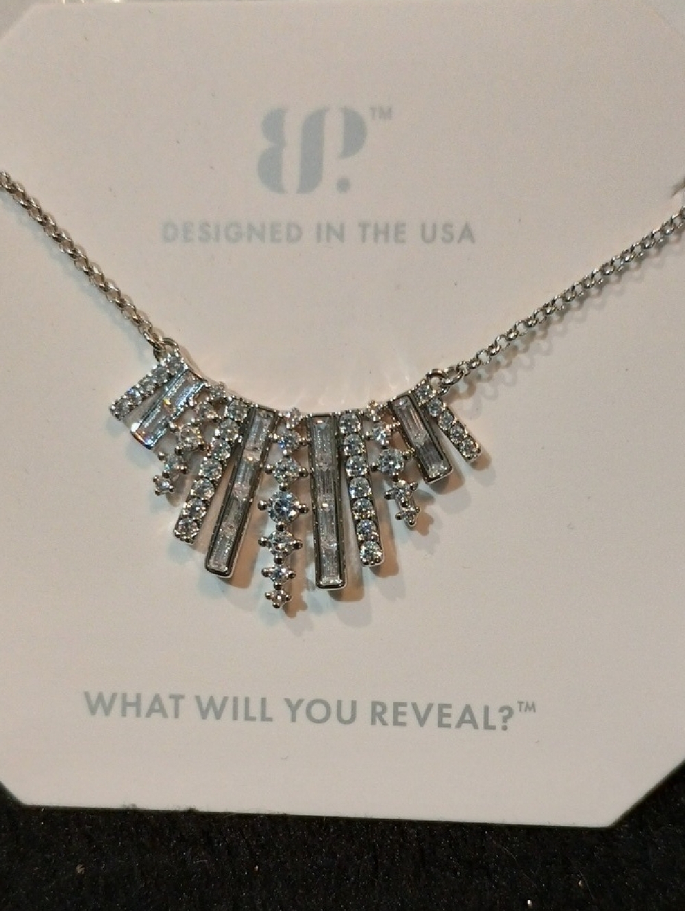 bp Silver Crystal Fringe Necklace